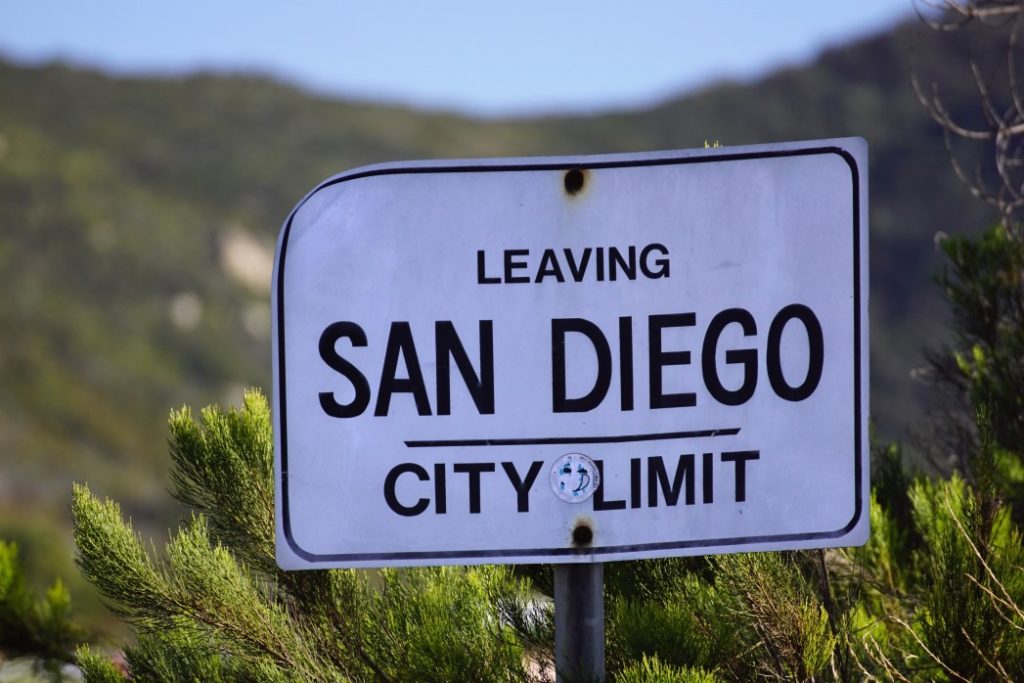 leaving san diego sign